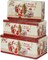 Christmas Cookie Tin Box with Lids, Rectangle Santa Food Storage Gift, Set of 3 Nesting Containers